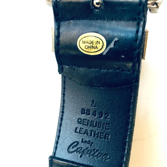 BELT High-End Black 100% Leather Silver Disc Wide Bo Ho Western Style - Picture 8 of 12